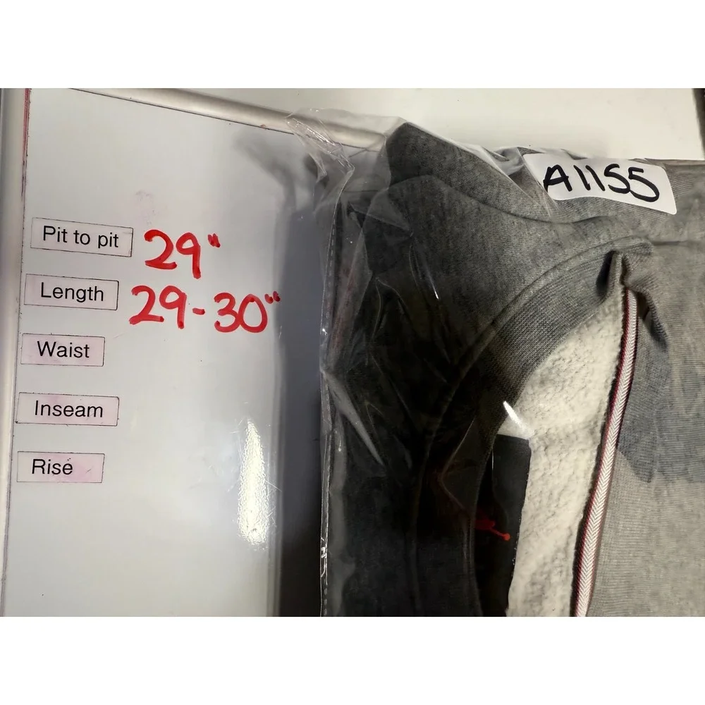 Jordan Mens Essential Holiday‎ Plaid Fleece Sweatshirt XXL Gray Crewneck